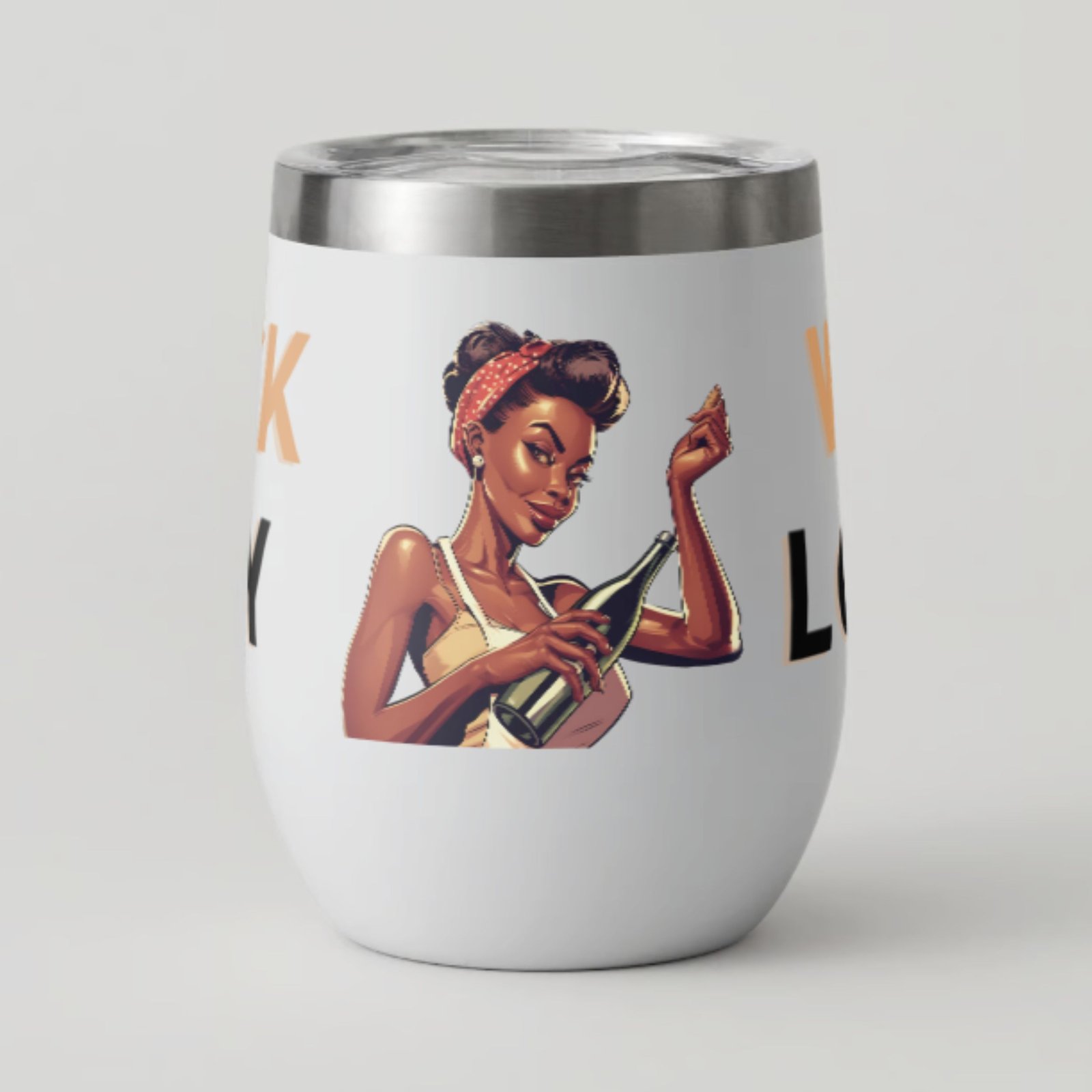 Wine tumbler with words Black Lady Wine Lover